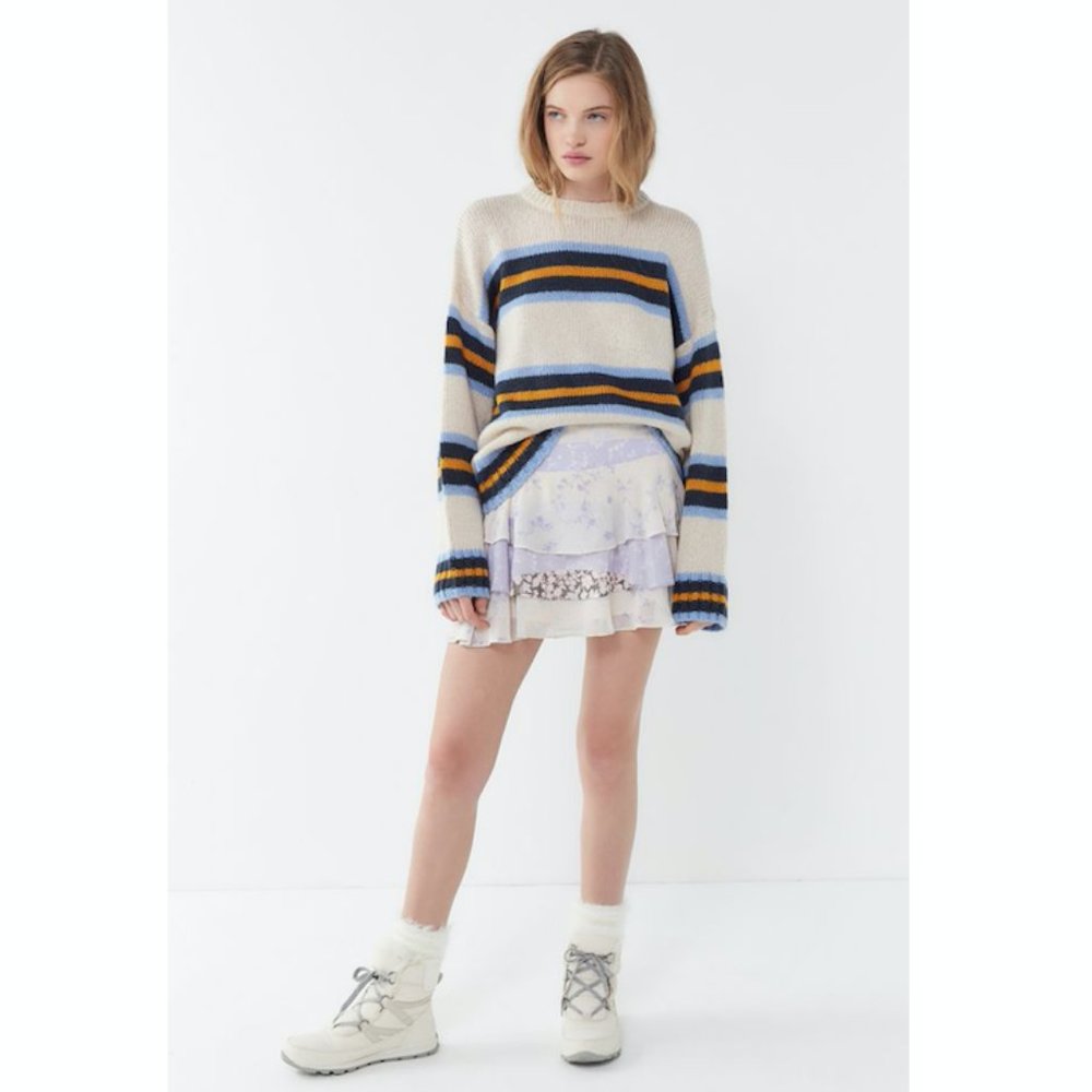 UO Evelyn Tiered Ruffle Mini Skirt